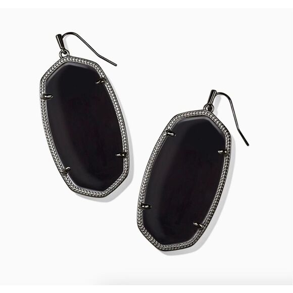 Kendra Scott Danielle earrings - black with gunmetal frame - Picture 1 of 5